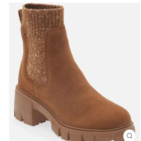 NWOT Steve Madden Hayle Platform Chelsea Boot Chestnut Suede - Sz 10 - Picture 2 of 9